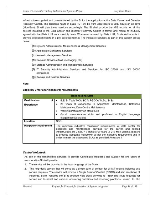 CCTNS nagaland_SI_RFP_Volume 1.pdf - National Crime Records ...