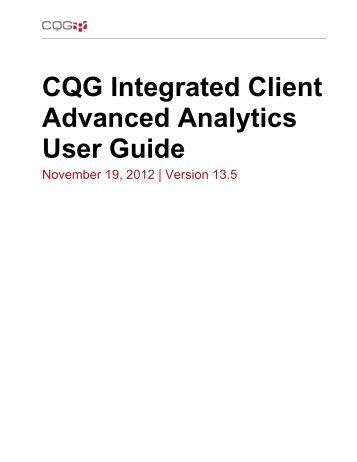 Advanced Analytics User Guide - Cqg.com