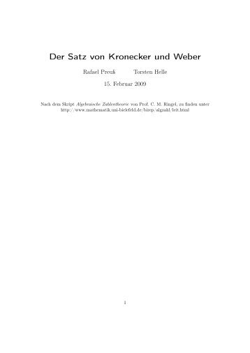 Der Satz von Kronecker und Weber - bell0bytes