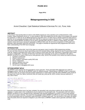 Metaprogramming in SAS - PhUSE Wiki