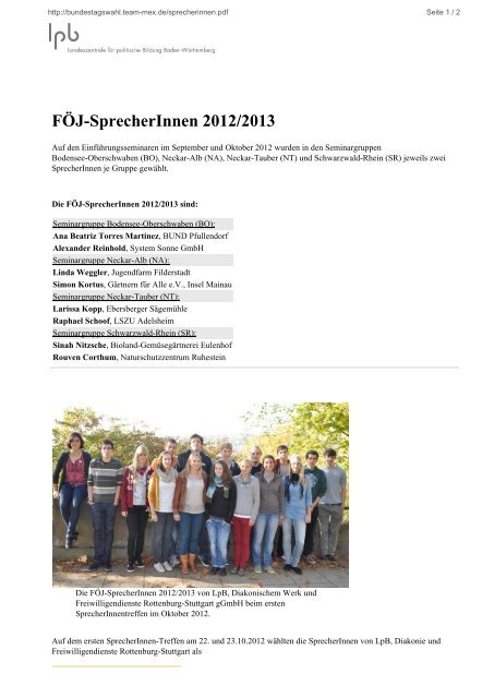 FÖj-Sprecherinnen 2012/2013 - TEAM mex