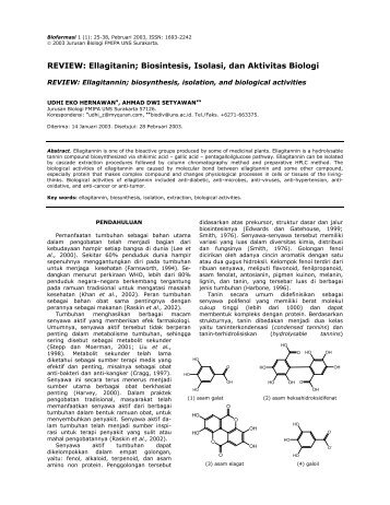 REVIEW: Ellagitanin; Biosintesis, Isolasi, dan Aktivitas Biologi - UNS