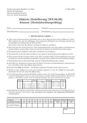 Klausur (Modulabschlussprüfung) - Theorie komplexer Systeme ...