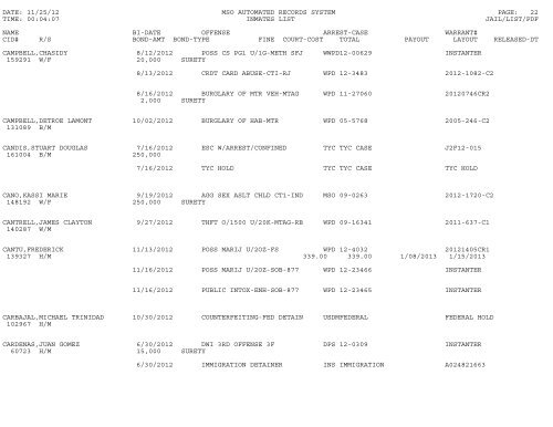 Current Inmate Listing - Mclennan County