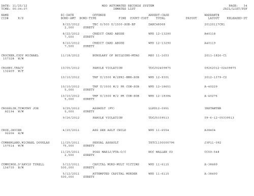 Current Inmate Listing - Mclennan County