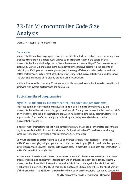 32‐Bit Microcontroller Code Size Analysis - Arm