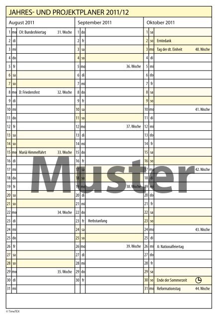 Muster Schüler-Planer SEK - Timetex