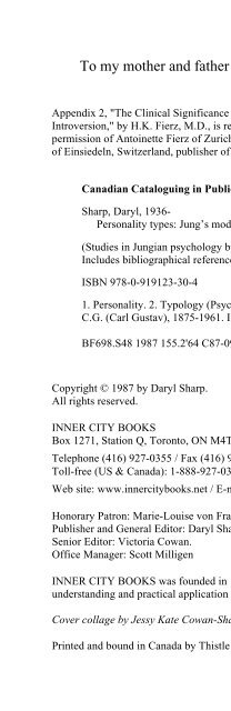 Personality types: Jung's model of typology - Inner City Books