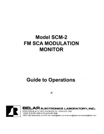 Model SCM-2 FM SCA MODULATION MONITOR - Belar
