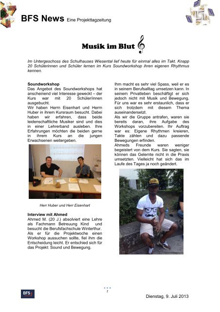 Montag, 8. Juli - Berufs- und Fortbildungsschule Winterthur