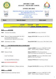 programme SFPE - Rotary France District 1680, Alsace