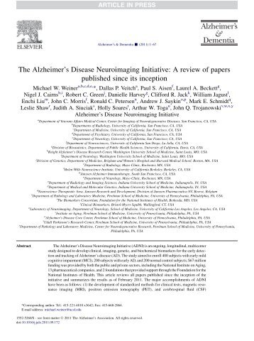 The Alzheimer's Disease Neuroimaging Initiative: A review of papers ...