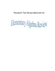 Elementary Algebra Review