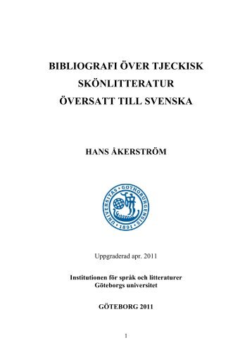 Bibliografi över tjeckisk skönlitteratur översatt till ... - Slaviska språk
