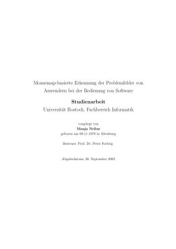 Mousemap-basierte Erkennung der Problemfelder von Anwendern ...