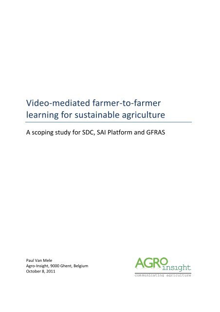 Video-mediated farmer-to-farmer learning for sustainable agriculture