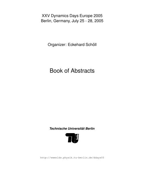 Book Of Abstracts Ag Scholl Tu Berlin