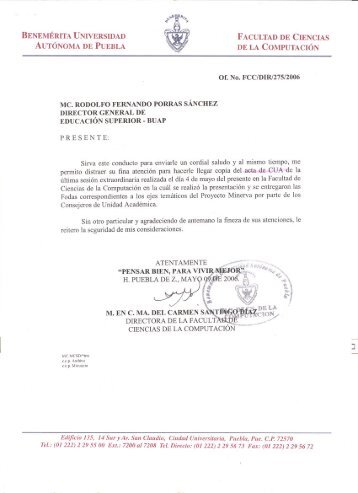 Se incluye el acta de CUA y las - Facultad de Ciencias de la ...