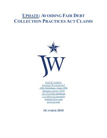 update:avoiding fair debt collection practices act claims