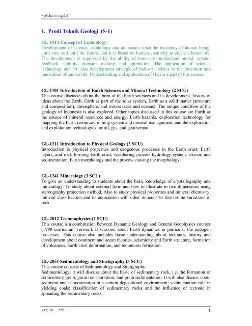 1. Prodi Teknik Geologi (S-1) - ITB