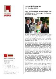 Pressemeldung vom 20. Oktober 2011 - Neusser Bauverein AG