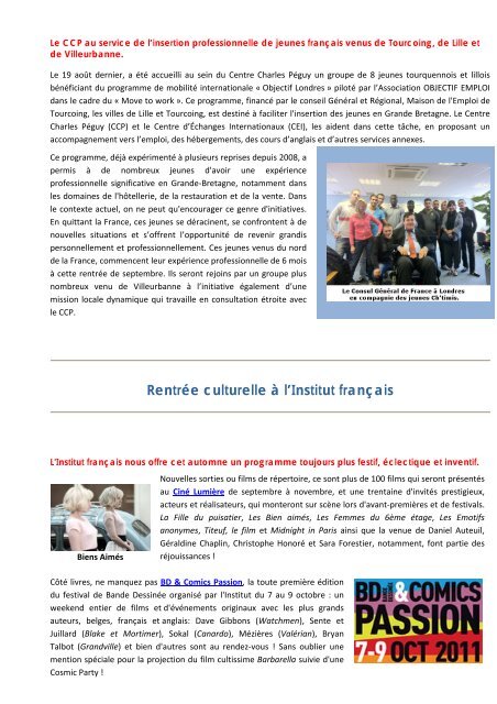 Lettre d'information consulaire de septembre 2011