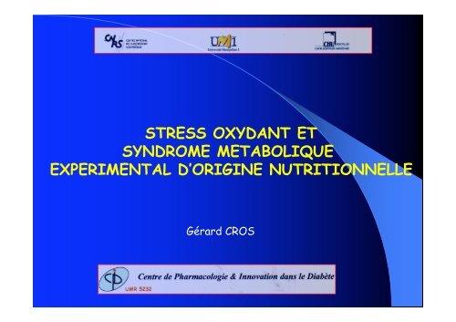 stress oxydant et syndrome metabolique experimental d'origine ...