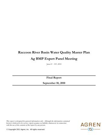 Raccoon River Basin Water Quality Master Plan Ag BMP ... - Agren Inc.