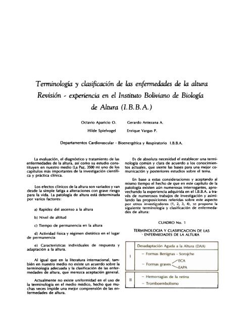 Terminología y clasiﬁcación de las enfermedades de la altura ...