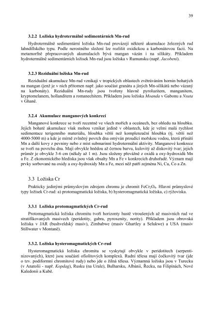 3 LoÅ¾iska rud - Katedra geologie UP