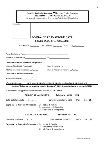 SCHEDA DI RILEVAZIONE DATI NELLE U.O. ... - R@cine