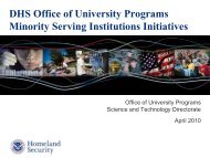 Dhs office of university programs minority serving institutions