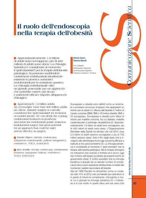 Il ruolo dell'endoscopia nella terapia dell'obesitÃ  - Sied