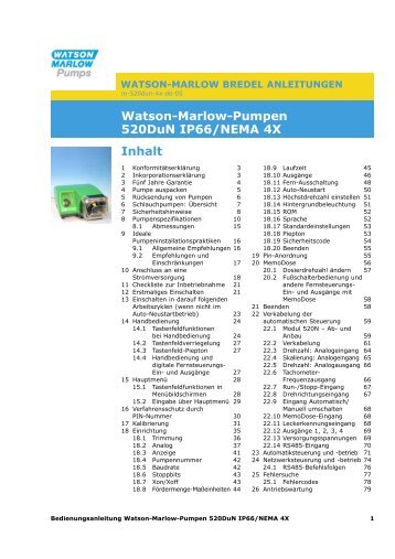 Watson-Marlow-Pumpen 520DuN IP66/NEMA 4X Inhalt
