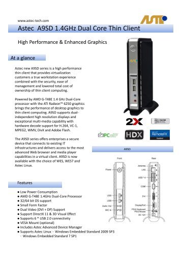 Astec A9SD 1.4GHz Dual Core Thin Client - Astec-tech.com