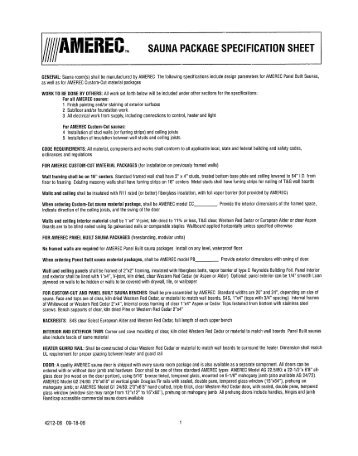 SAUNA PACKAGE SPECIFICATION SHEET - Alpine Sauna & Steam