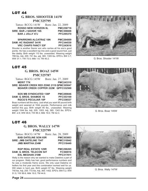 freitag-perrot cattle co. & town n country angus - Charolais Banner