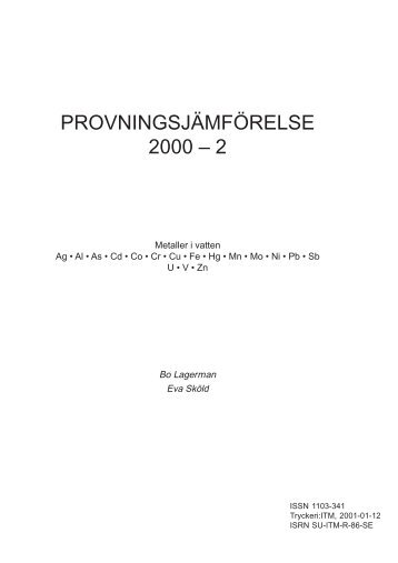 PROVNINGSJÃMFÃRELSE 2000 â 2 - ITM