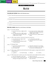 Water worksheet - Biology for Life