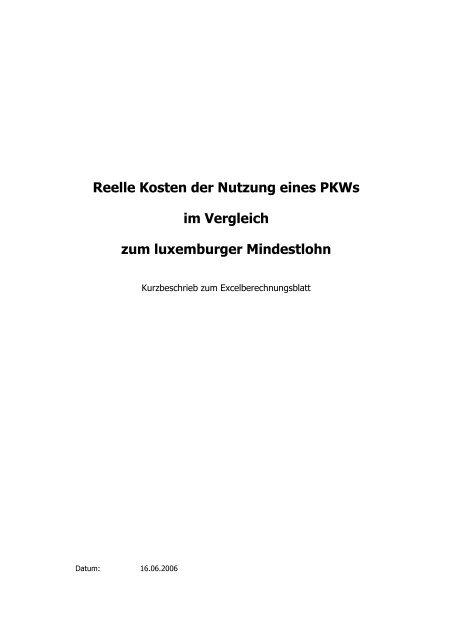 Reelle Kosten Der Nutzung Eines PKWs Im Vergleich Zum
