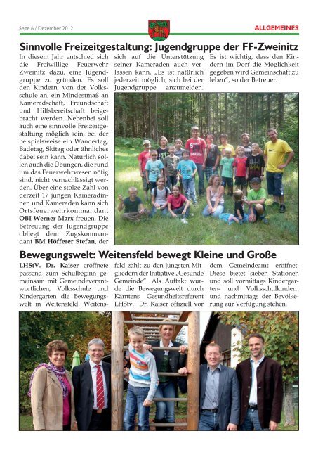 Mitteilungsblatt Dezember 2012 - Marktgemeinde Weitensfeld