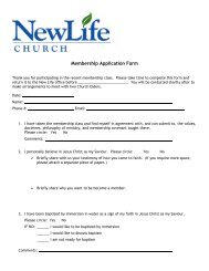 Membership Application Form - New Life Community Baptist Church