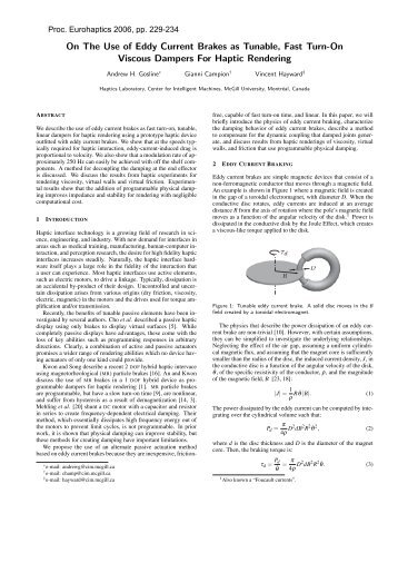 On The Use of Eddy Current Brakes as Tunable, Fast Turn-On ...