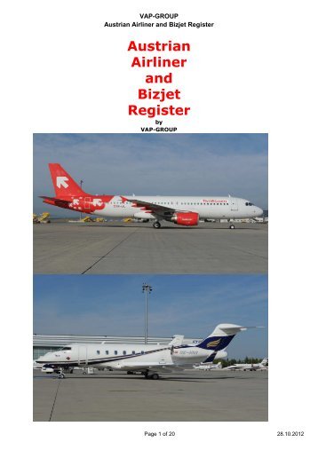 Austrian Airliner and Bizjet Register - Aviation Weather Europe