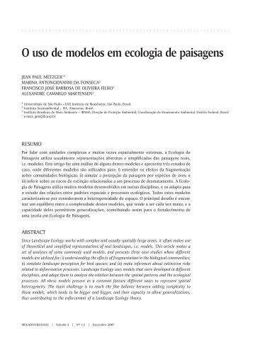 64 O uso de modelos em ecologia de paisagens