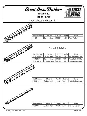 Rear Sills, Corner Post & Headers - Great Dane Trailers