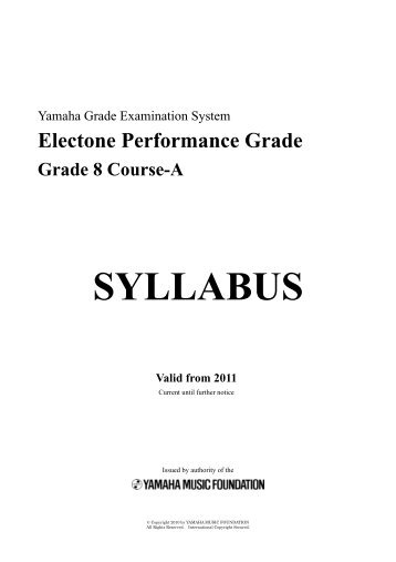 Electone Performance Grade 8 Course-A