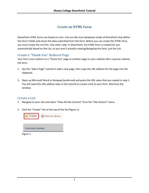 Create an HTML Form - Shasta College