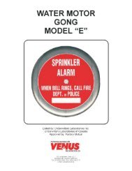 Model “E” Water Motor Gong - Venus Fire Protection, Ltd.