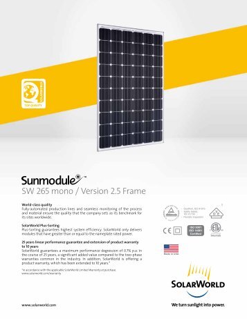 Spec. Sheet - Solar Panels